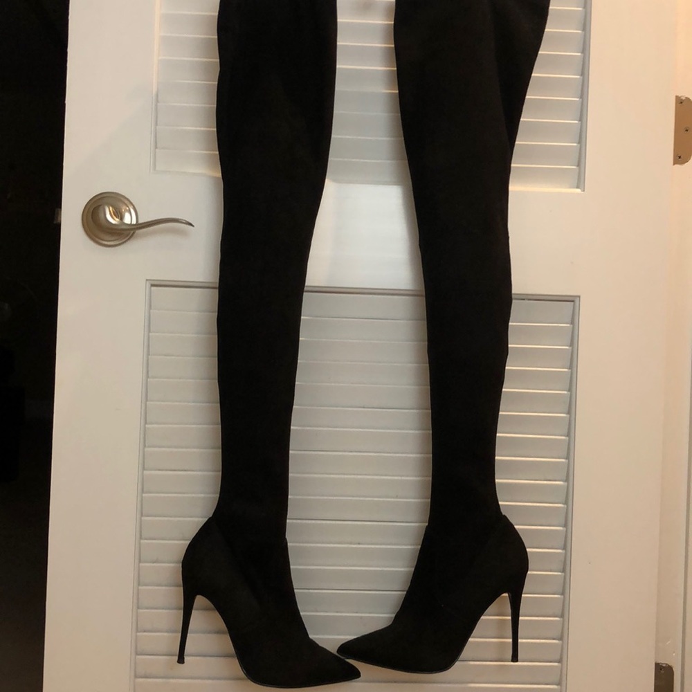 Steve Madden Dominaique Thigh High Black Boots